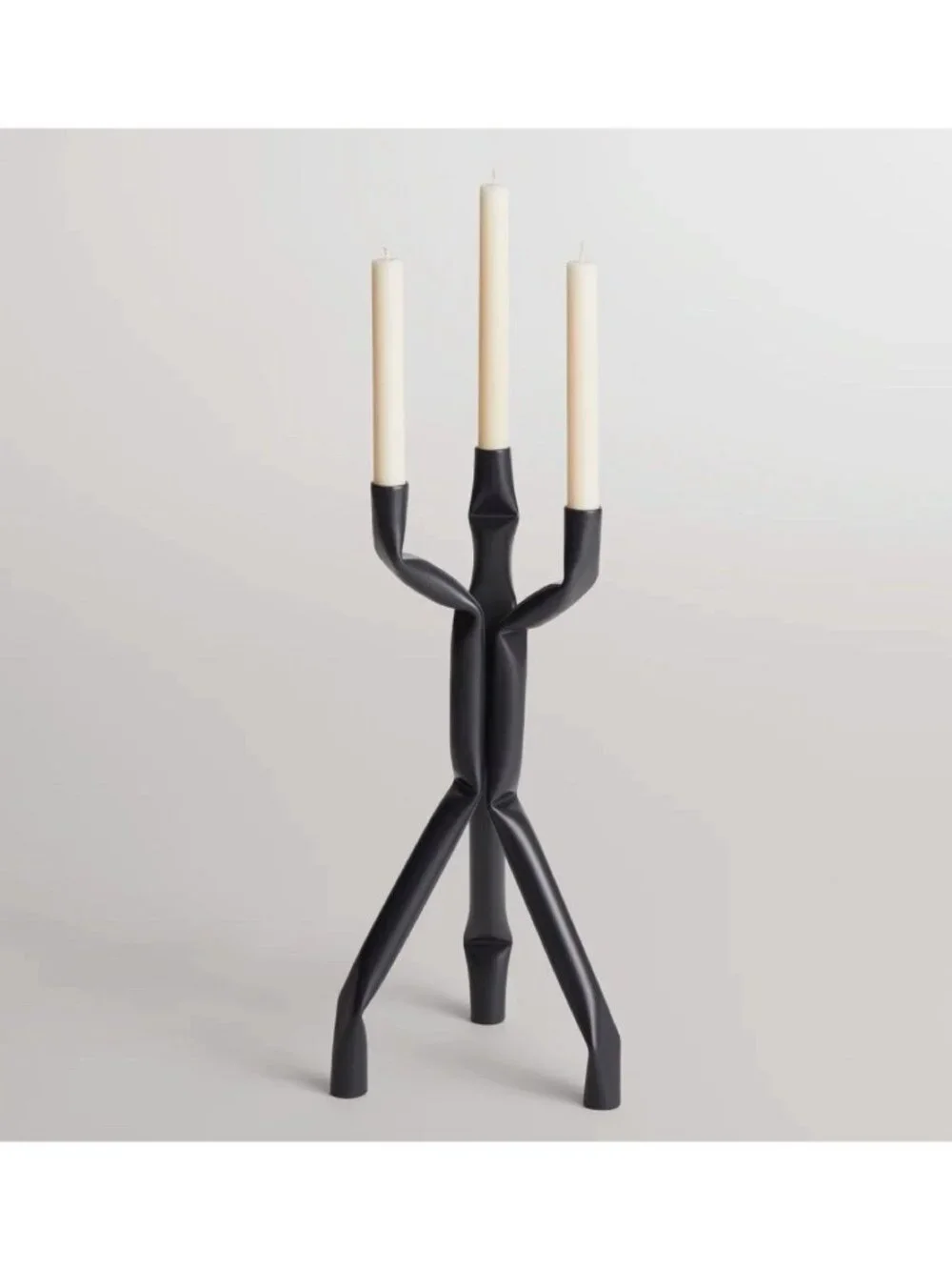 Nosferatube Modern Sculptural Steel Candelabra 17” Industrial Candle Holder Goth